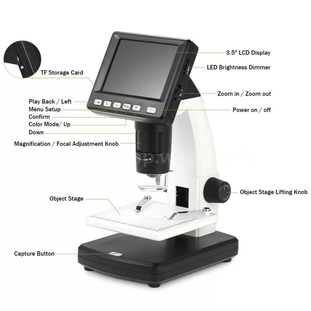5.0mp 500x Lcd Ekranlı Dijital Mikroskop 8 GB Sd Kart+Şarj Pili