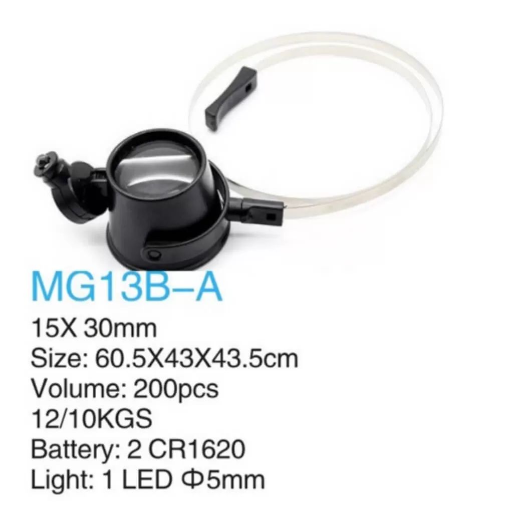 Ledli Başlıklı Saat Tamir Gözlüğü Yakın Lup Büyüteç 15X MG13B-A