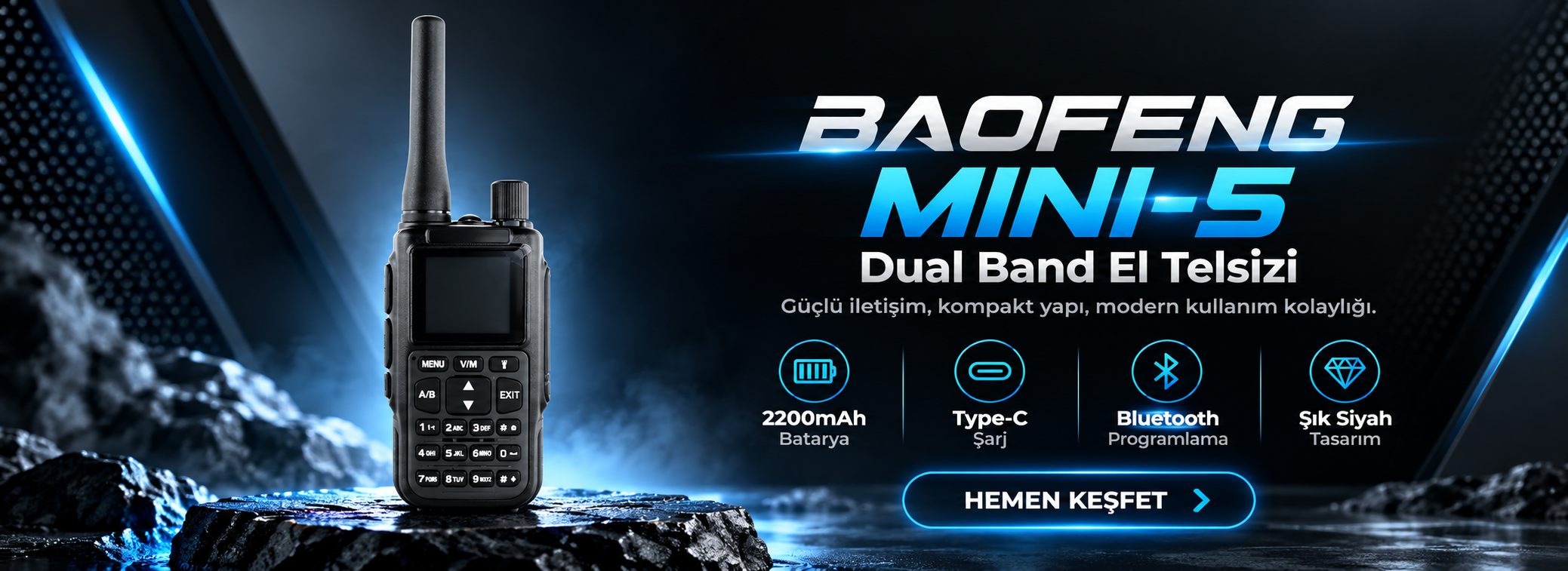 Baofeng Mini 5 Siyah El Telsiz