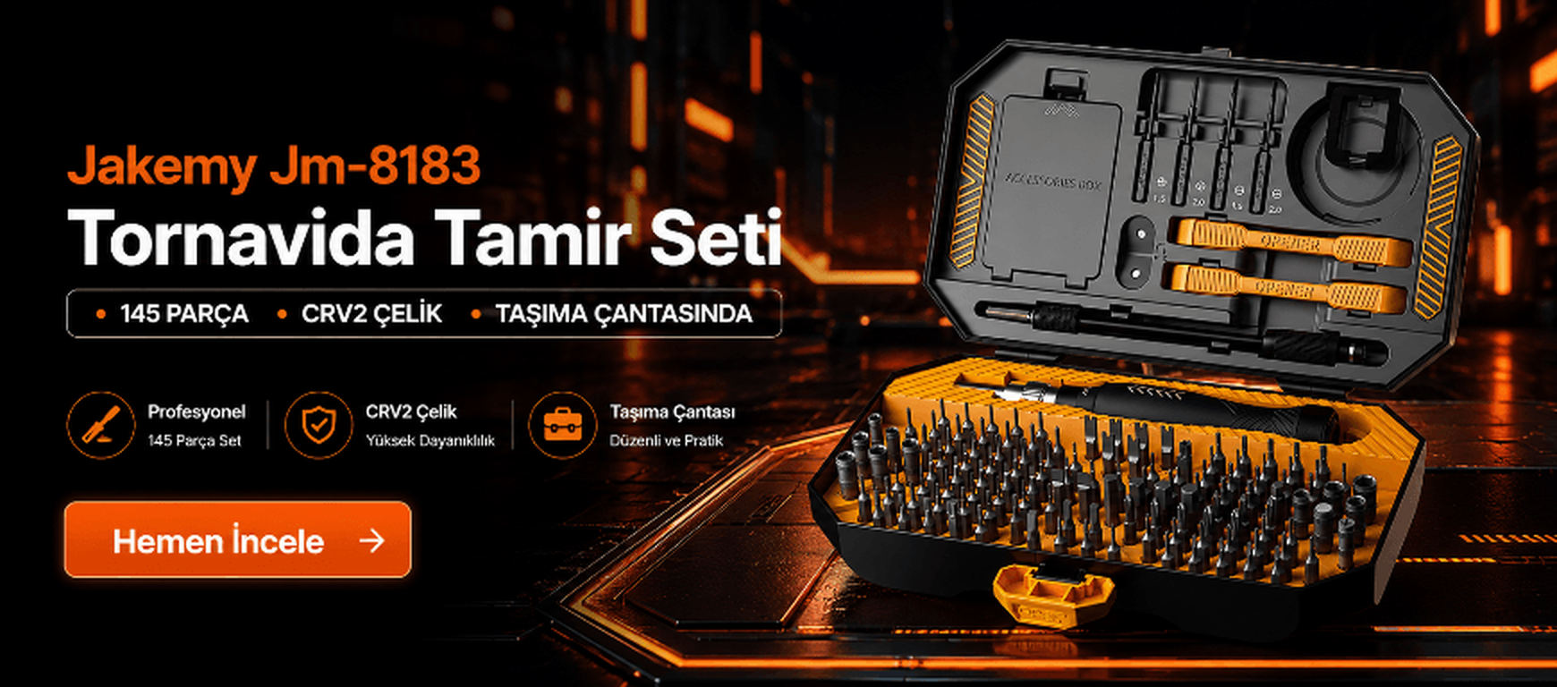 Jakemy Jm-8183 145 Parça Tornavida ve Tamir Seti