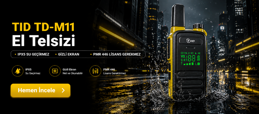 TID TD-M11 Ipx5 Su Geçirmez Ekranlı Pmr 446 El Telsizi 