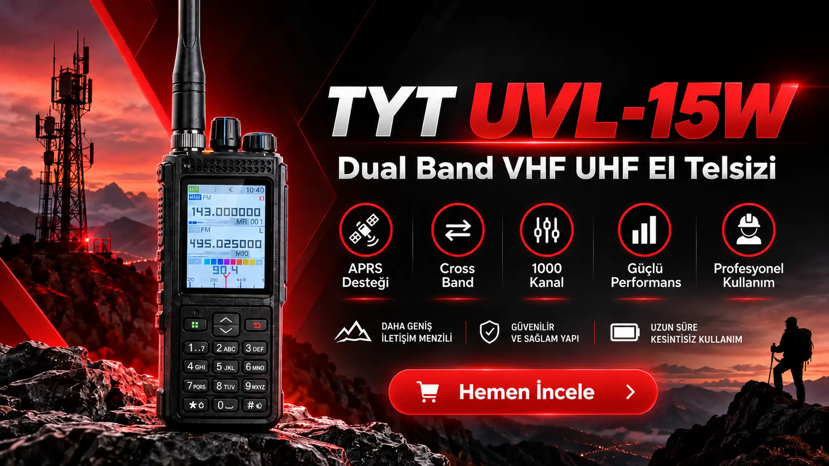 TYT UVL-15W Dual Band VHF UHF El Telsizi