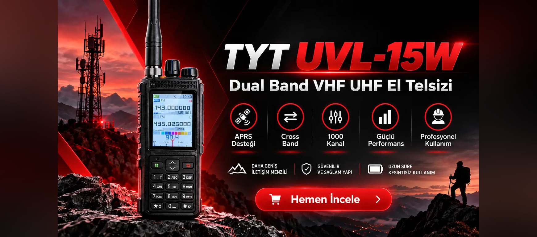 TYT UVL-15W Dual Band VHF UHF El Telsizi