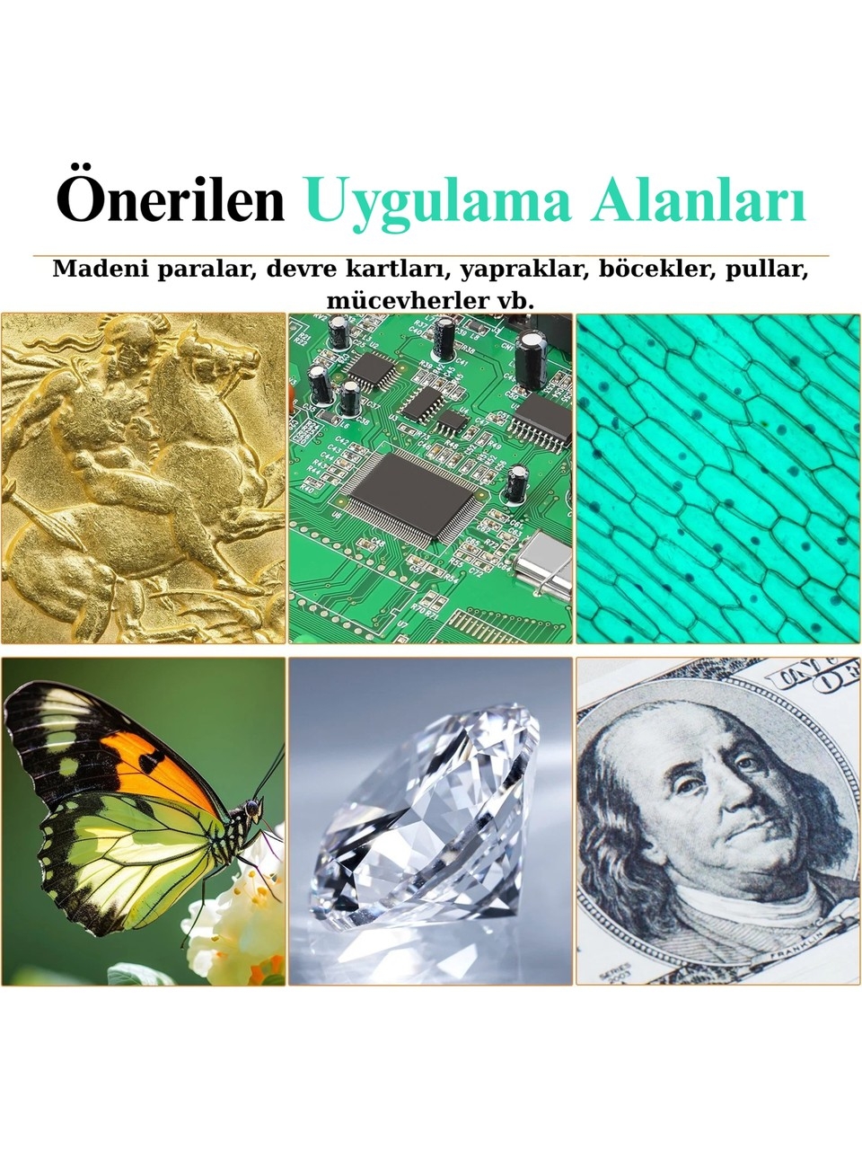 10.1'' DM12 HDMI Dijital Mikroskop 2000X Büyütme 20MP 10 LED Işık Şarjlı Ekran Uzaktan Kumanda