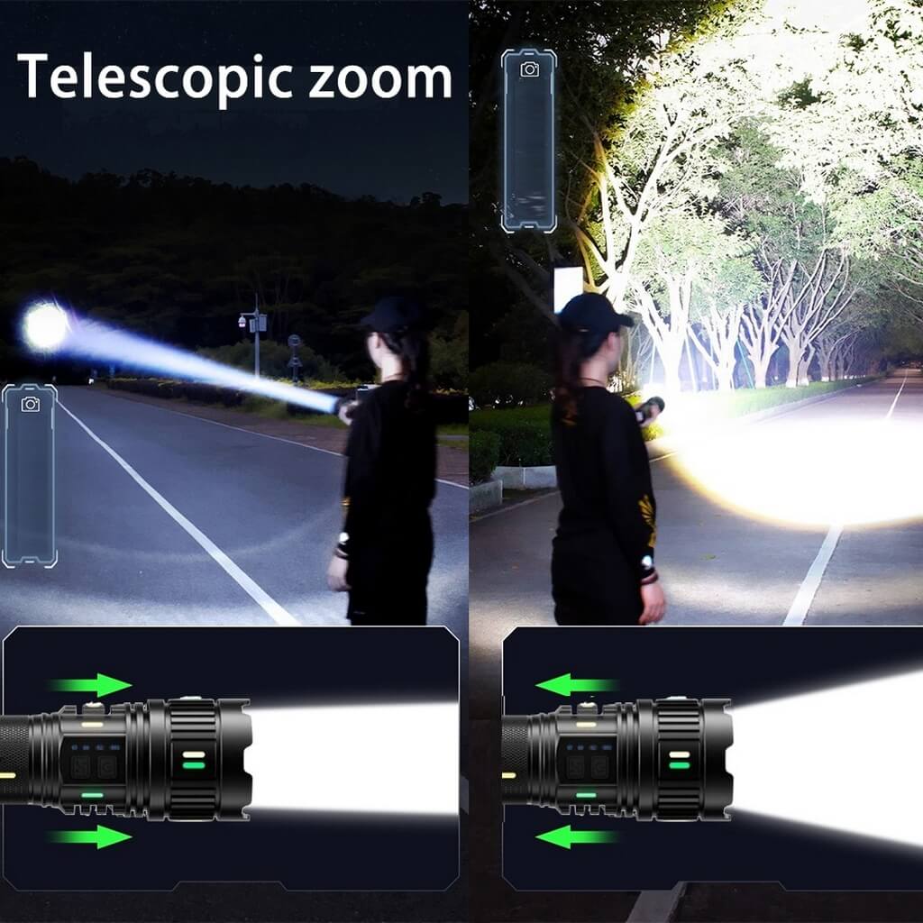 100W Ultra Parlak Ledli Lazer Etkili Şarjlı Zumlu El Feneri MBLG401