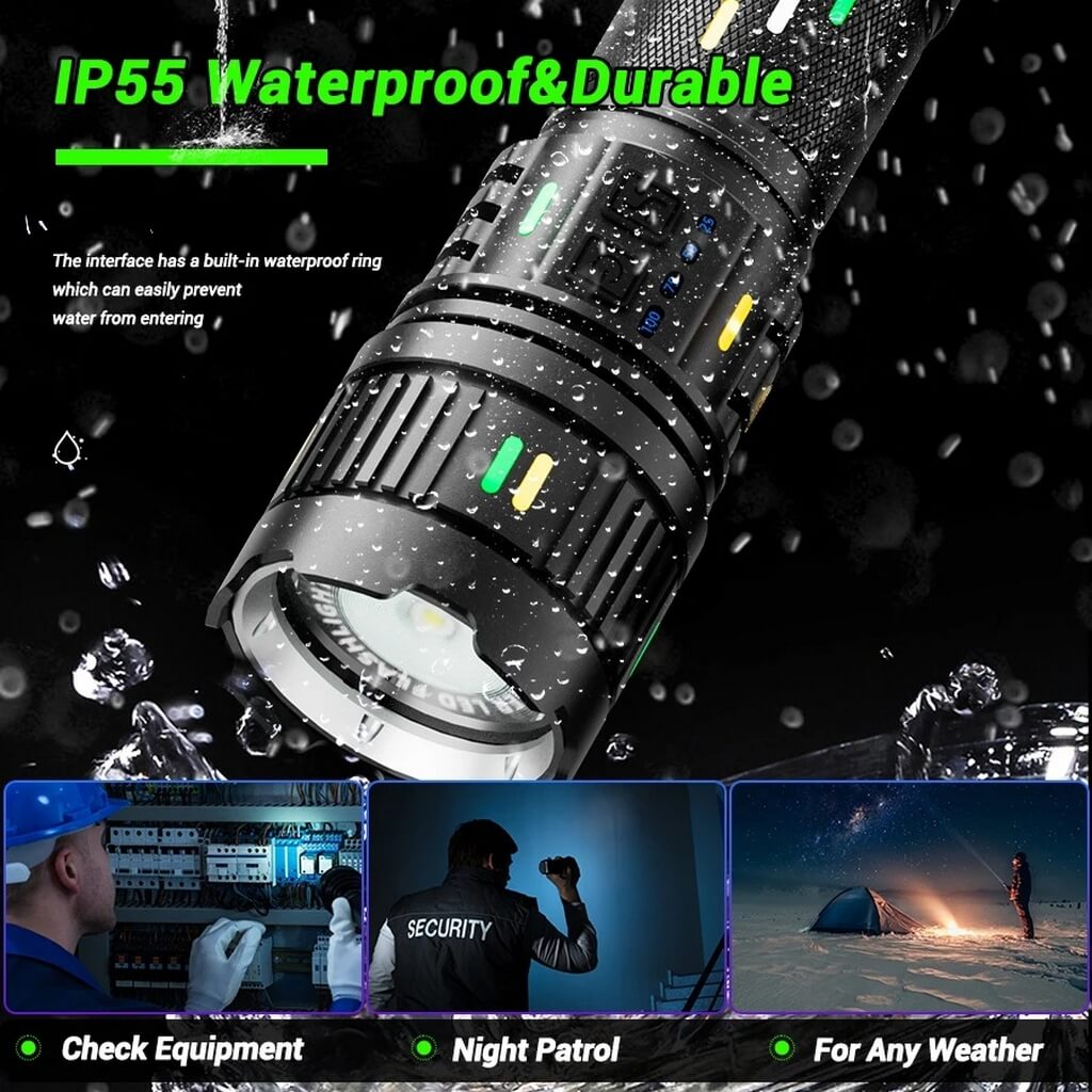 100W Ultra Parlak Ledli Lazer Etkili Şarjlı Zumlu El Feneri MBLG401