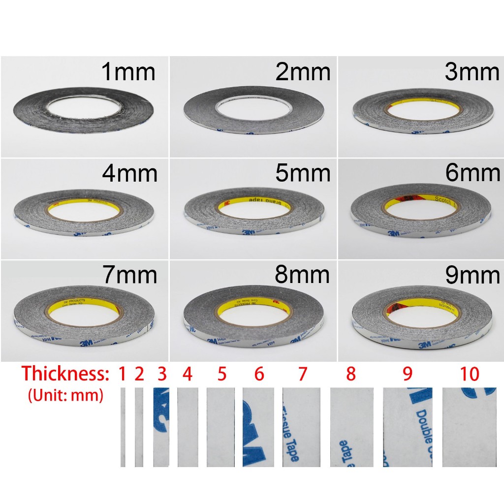 10mm/50mt SİYAH Çift Taraflı Bant, Telefon Tablet Ekran Cam Kasa Kapak Pil Tamir Bantı