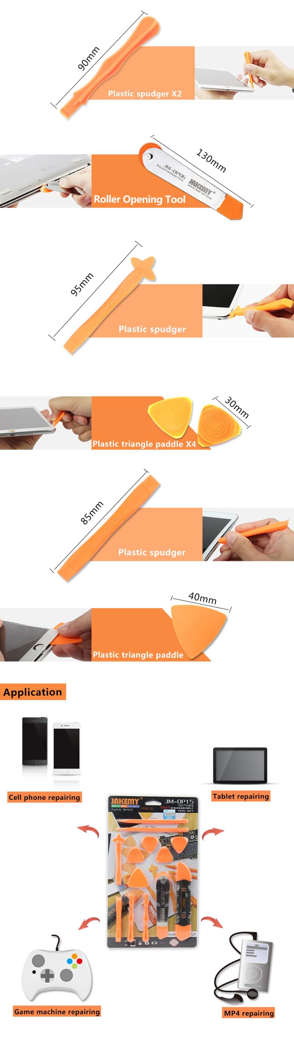 13 Parça Çok Amaçlı Telefon Tablet PS Notebook Laptop Açma Onarım Seti JM-OP15