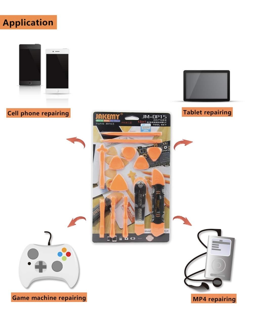 13 Parça Çok Amaçlı Telefon Tablet PS Notebook Laptop Açma Onarım Seti JM-OP15
