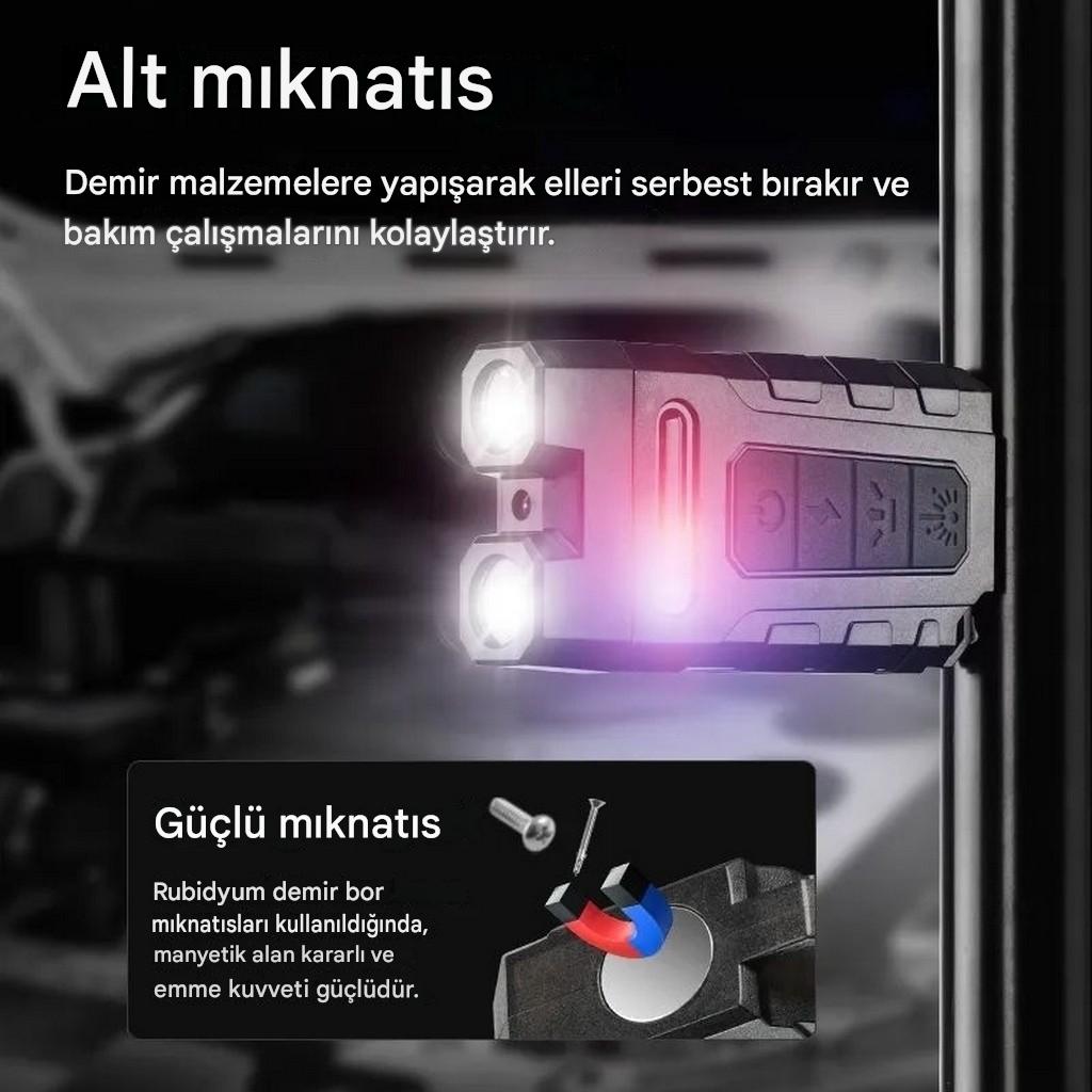 14 Mod Tactical El Feneri Type-C Şarjlı | Waterproof Manyetik Lazer LED Sesli Uzun Menzilli Outdoor