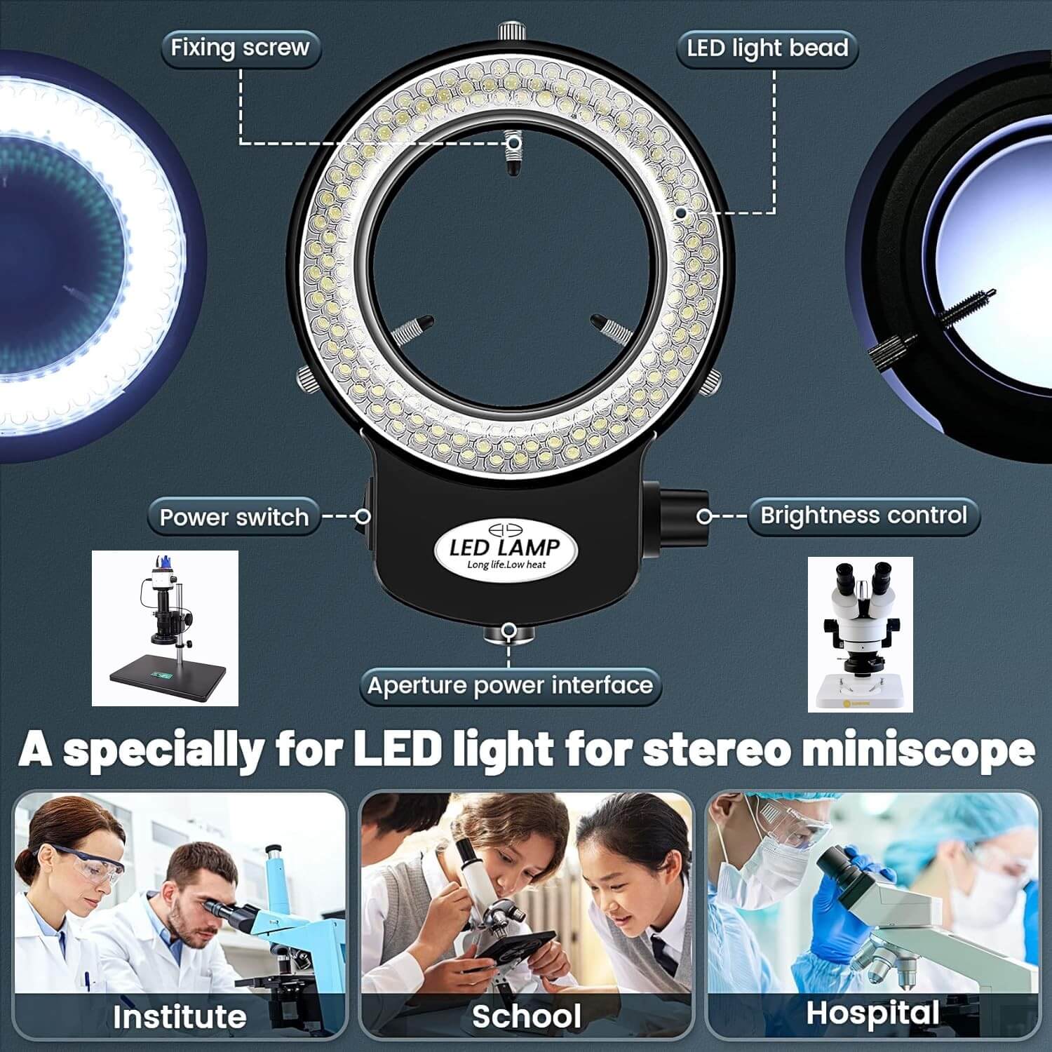 144 LED Dimlenebilir Mikroskop Işık Kaynağı Siyah | Profesyonel Teknik Servis Mikroskop Aydınlatma