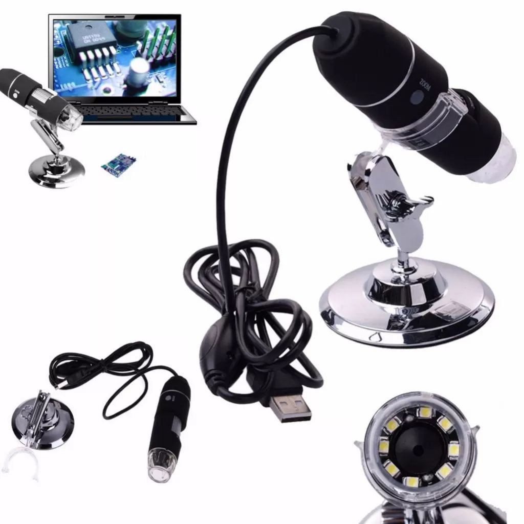 1600X Dijital Usb Mikroskop Zoomlu Büyüteç 2mp 8 Led-Metal Stand