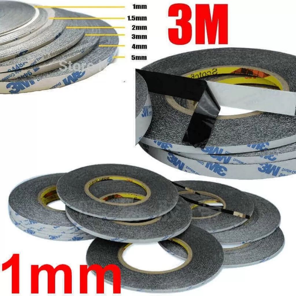 1mm/50mt SİYAH Çift Taraflı Bant, Telefon Tablet Ekran Cam Kasa Kapak Pil Tamir Bantı
