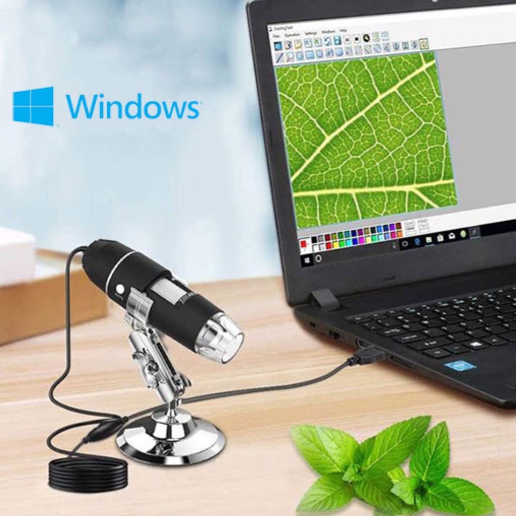 2MP 1600X Zoomlu Dijital Usb Mikroskop. 8 Ledli, Metal Standlı, Telefon Çevirici Dahil.