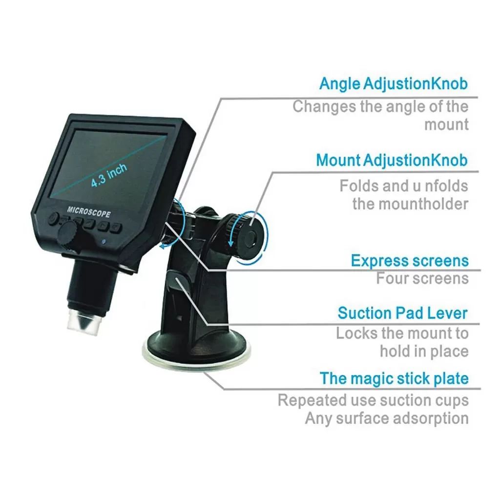 3.6mp 600X 4.3 İnç Ekranlı Kayıt Destekli Hd Dijital Mikroskop