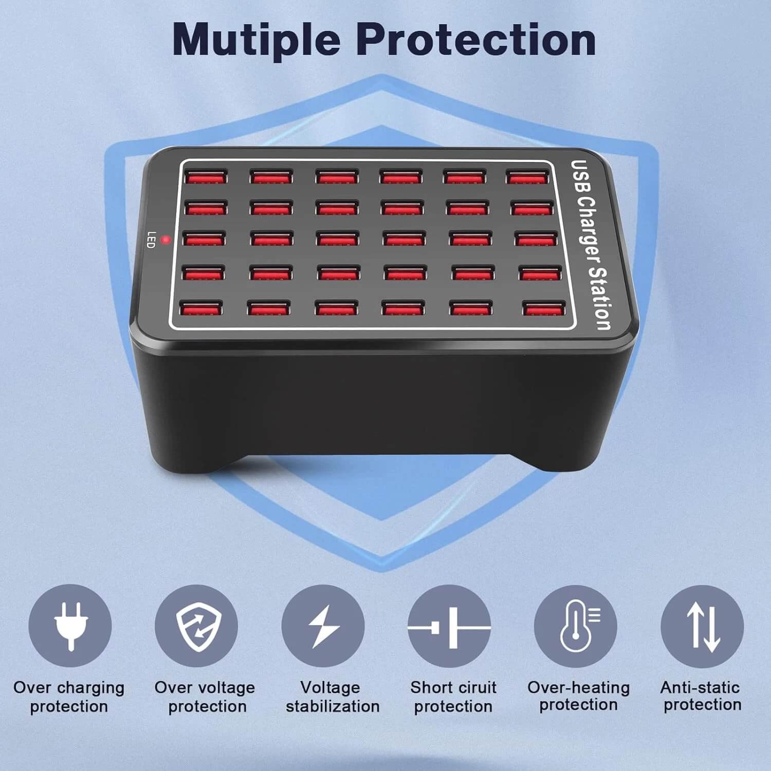 30 Usb Çoklu Şarj Aleti. PS Kafe Toplu Şarj, Otel Çoklu Şarj Aleti 150w 30A YFY-A75