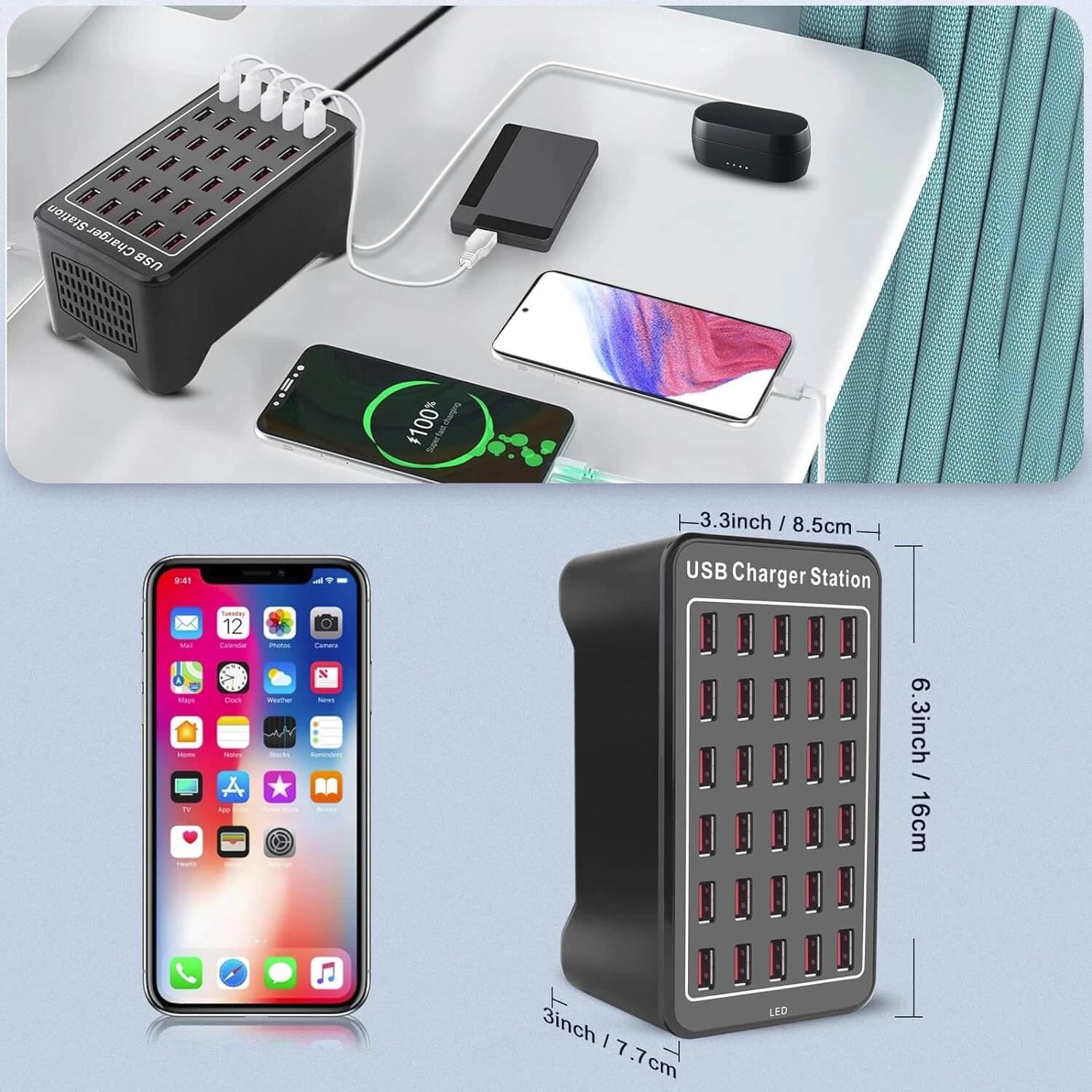 30 Usb Çoklu Şarj Aleti. PS Kafe Toplu Şarj, Otel Çoklu Şarj Aleti 150w 30A YFY-A75