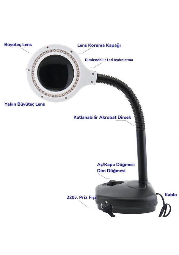 308L Dimlenebilir Led Işıklı Büyüteçli Masa Lambası