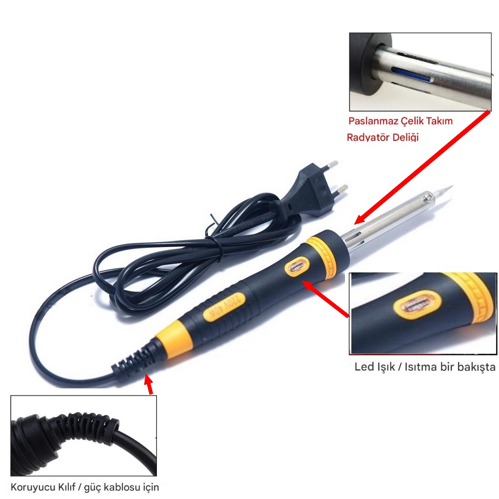 30W Lehimleme Havya Makinesi Power Işıklı Kalem Havya 220V 30Watt