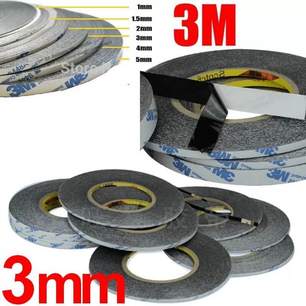3mm/50mt SİYAH Çift Taraflı Bant, Telefon Tablet Ekran Cam Kasa Kapak Pil Tamir Bantı