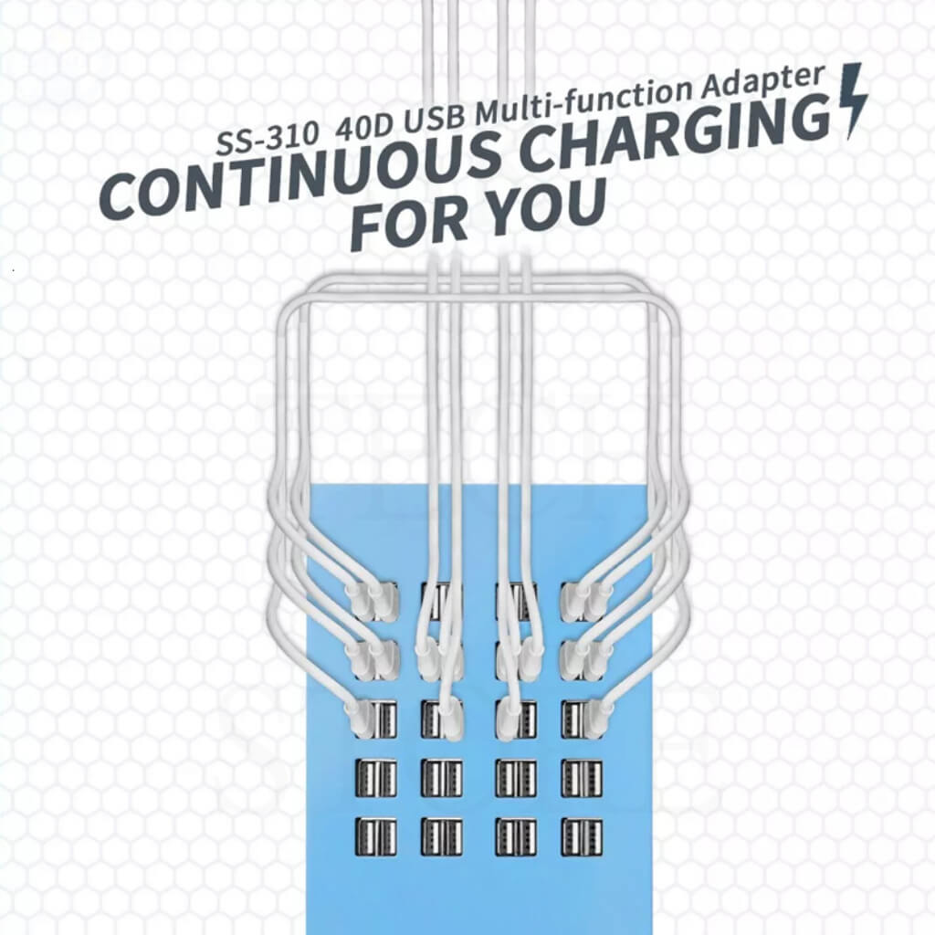 40 Port Usb Şarj Aleti. Fan Soğutmalı, Metal Kasalı. Kafe Otel Fuar Kullanıma Uygun SS-310