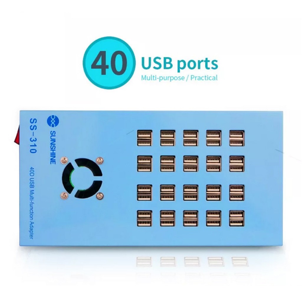 40 Port Usb Şarj Aleti. Fan Soğutmalı, Metal Kasalı. Kafe Otel Fuar Kullanıma Uygun Sunshine SS-310