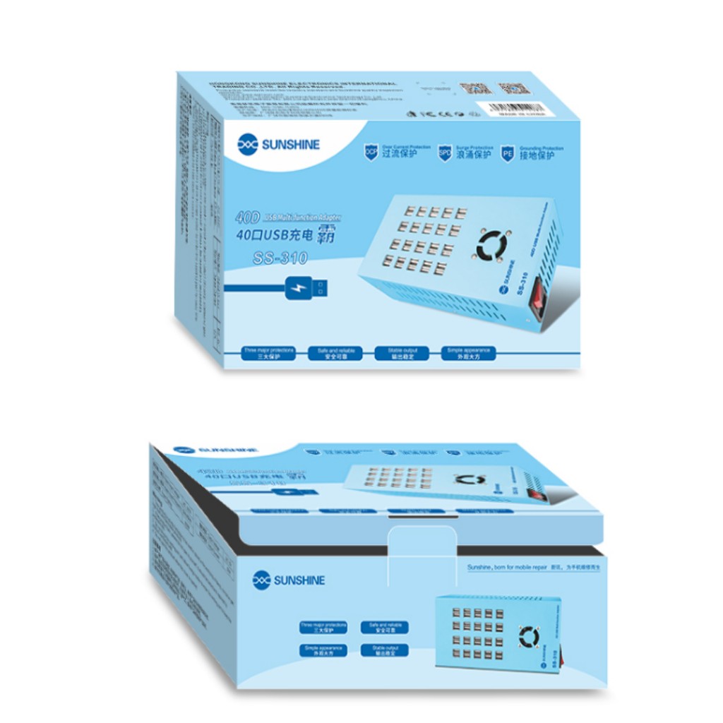 40 Port Usb Şarj Aleti. Fan Soğutmalı, Metal Kasalı. Kafe Otel Fuar Kullanıma Uygun Sunshine SS-310