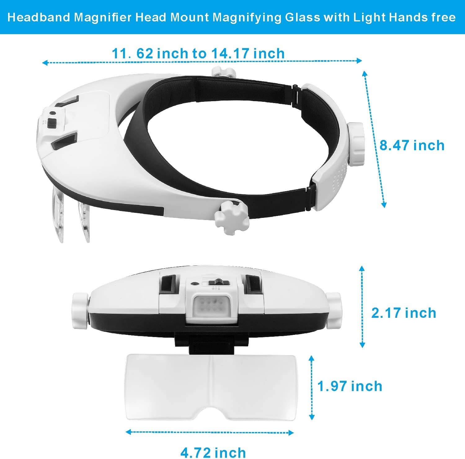 5 Lens 3 Mod 8 Ledli Gözlük Tipi Işıklı Kafa Büyüteci  | MG81000N