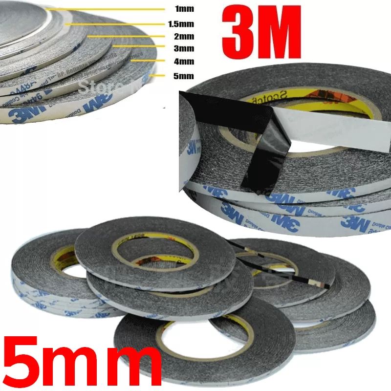 5mm/50mt SİYAH Çift Taraflı Bant, Telefon Tablet Ekran Cam Kasa Kapak Pil Tamir Bantı