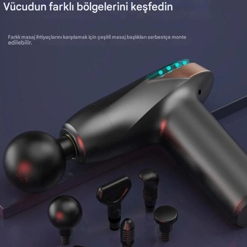 6 Kademeli ve 6 Başlıklı Şarjlı Sporcu Masaj Tabancası Kh-866