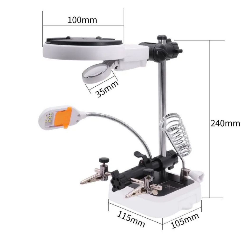 6 Ledli 2 Büyüteçli Anakart Bord Tutacağı Havya Standı MG16129DC