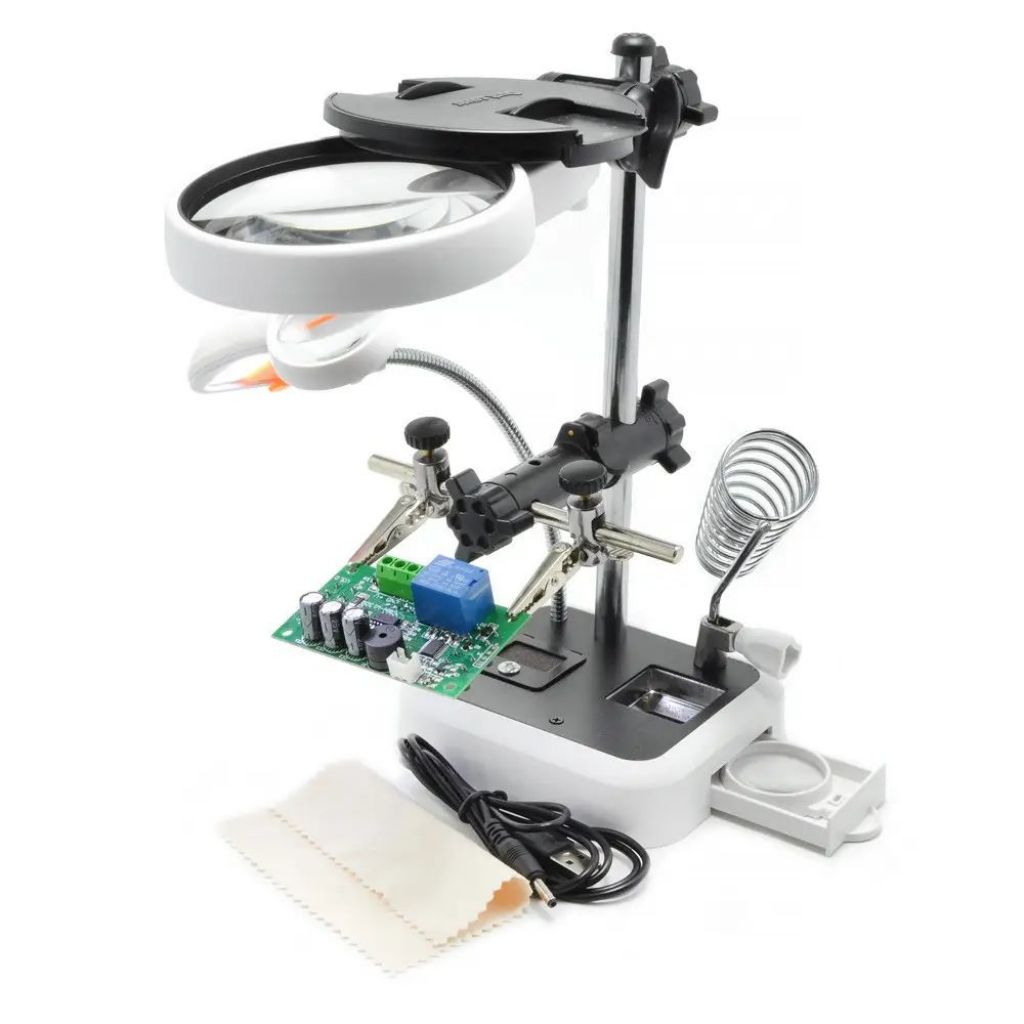 6 Ledli 2 Büyüteçli Anakart Bord Tutacağı Havya Standı MG16129DC