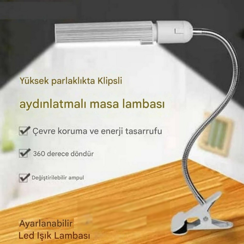 60 LED Akrobat Masa Lambası Parlak Beyaz Işık | Metal Spiral Gövde Profesyonel Teknik Servis Lambası