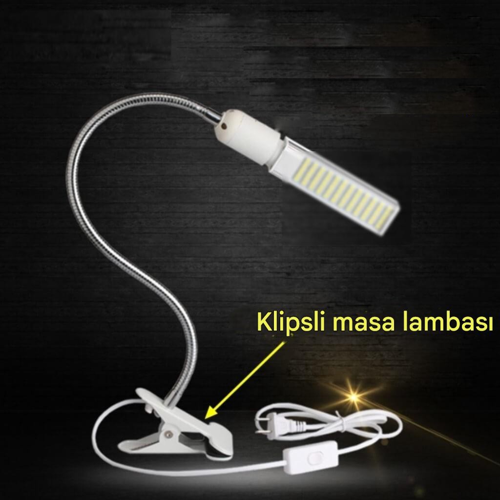 60 LED Akrobat Masa Lambası Parlak Beyaz Işık | Metal Spiral Gövde Profesyonel Teknik Servis Lambası