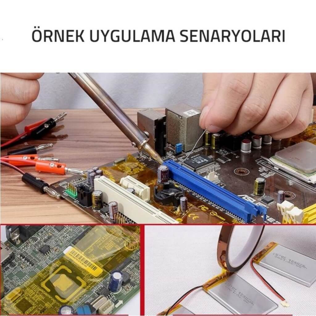 75mm Kapton Bant. Isıya Dayanıklı Termal Bant, Isı Yalıtım Bandı. PCB Devre, Pil Tamir Onarım Bandı