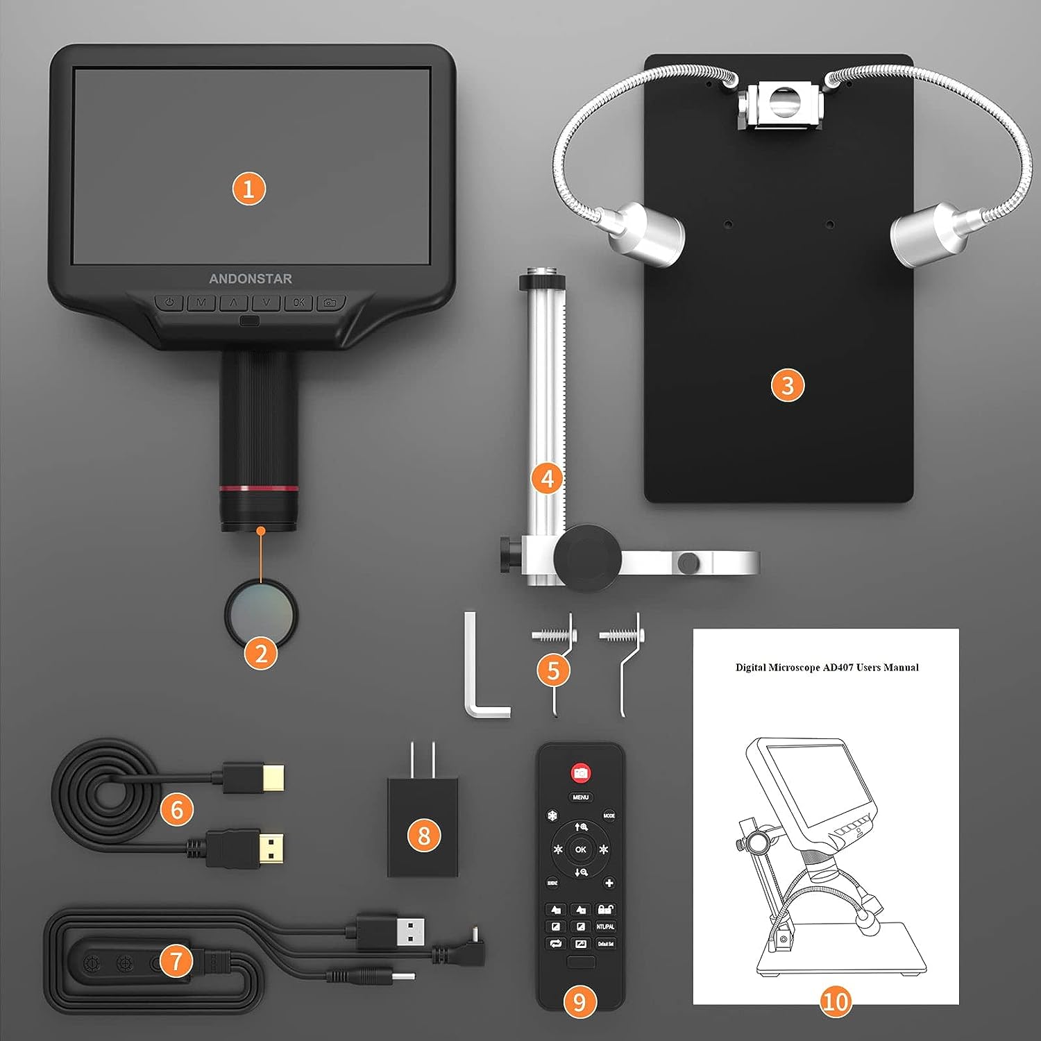 Andonstar AD407 3D 4MP UHD Hdmi Dijital Mikroskop 7 İnç Lcd Ekran
