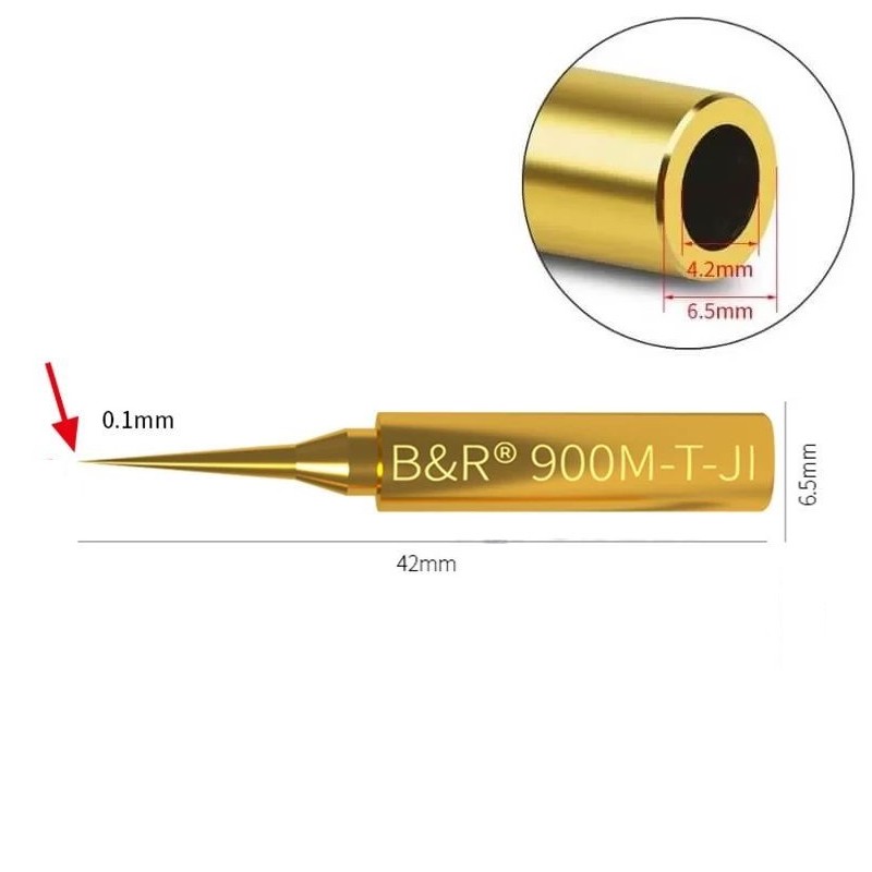 B&R 900M-T-JI Yüksek Sıcaklığa Dirençli 0.1mm Düz Havya Ucu