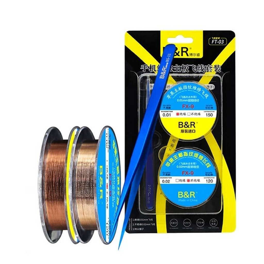 B＆R FT-03 0.01mm 0.02mm 120m İnce Bakır Yol Çekme Teli+Cımbız Set