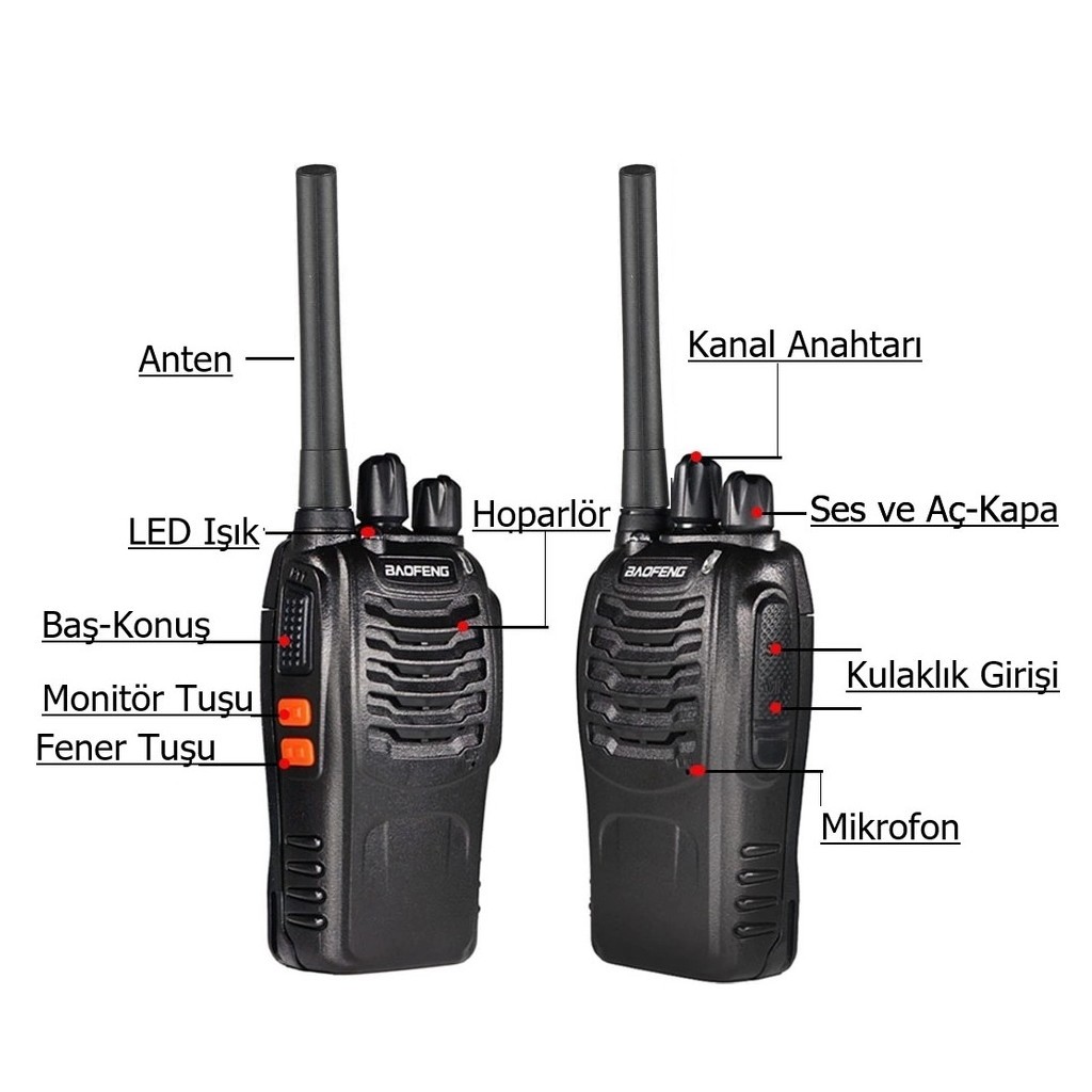 Baofeng BF-88E Lisanssız PMR El Telsizi 2li Set Kulaklık Hediyeli
