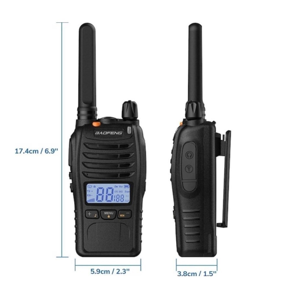 Baofeng E88 Ekranlı Pmr 446 El Telsizi Yeni Tasarım Type-c Şarjlı Kulaklık Hediyeli Set 1 Adet