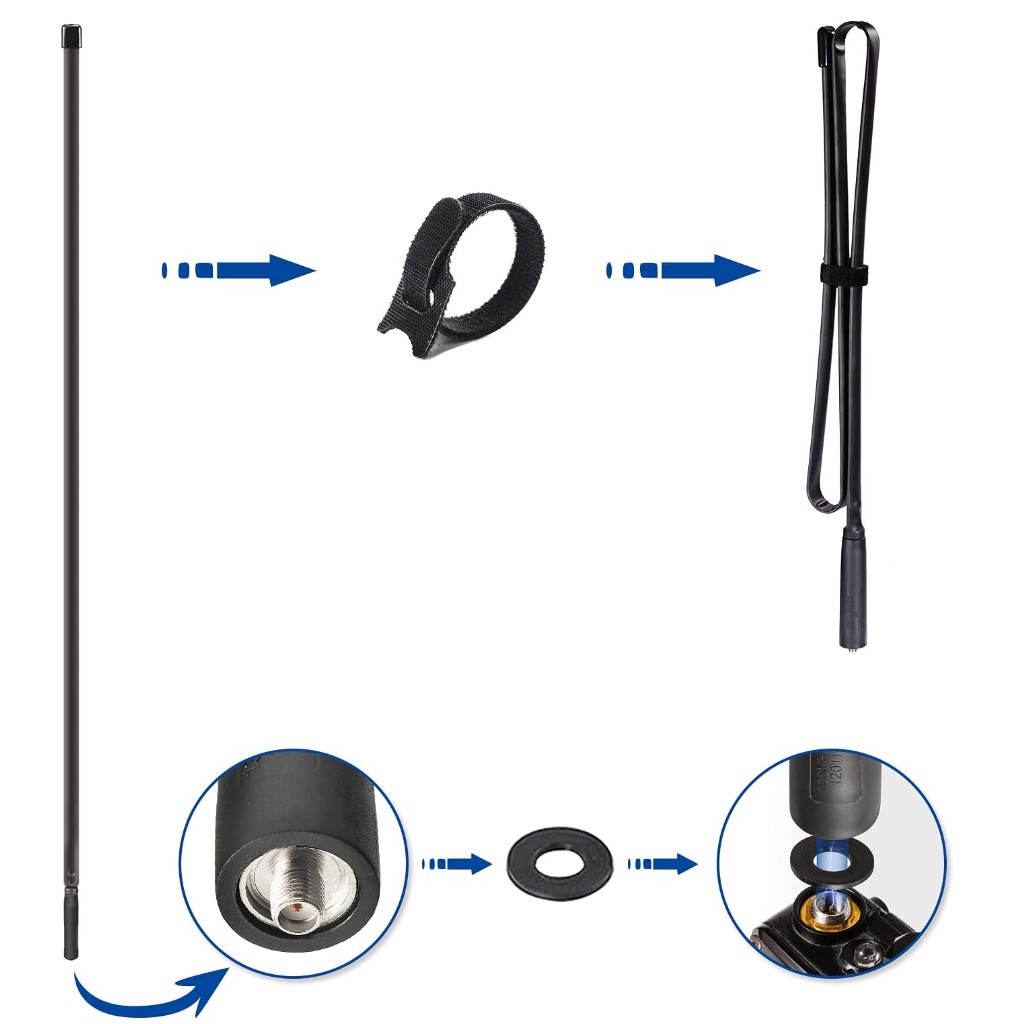 Baofeng Katlanır Bükülebilir El Telsiz Anteni – SMA Dişi Uyumlu 100cm