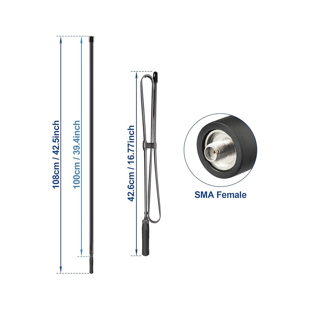 Baofeng Katlanır Bükülebilir El Telsiz Anteni – SMA Dişi Uyumlu 100cm
