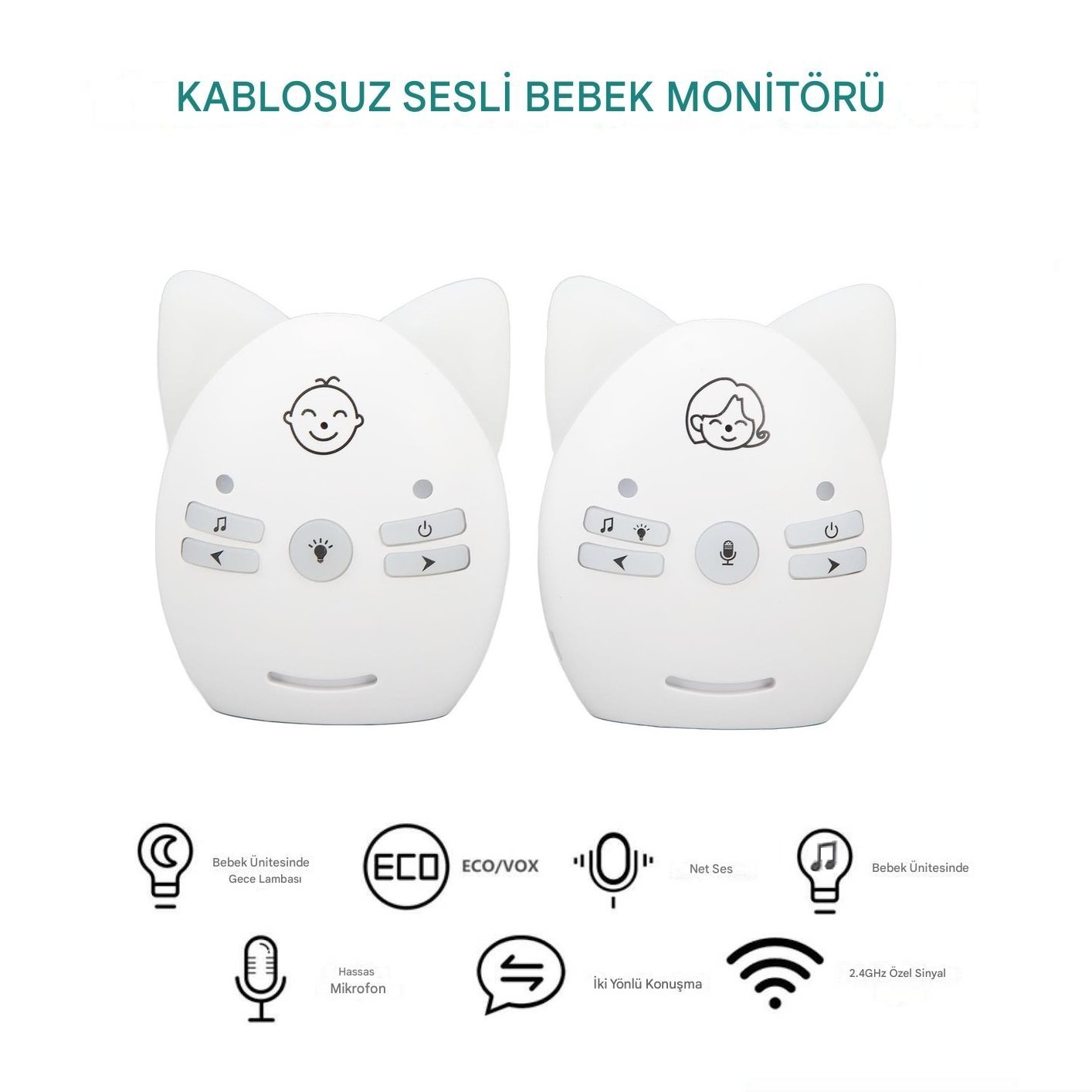 Çok Fonksiyonlu Bebek Telsizi Walkie Talkie İnterkom İkili Paket MBLV30