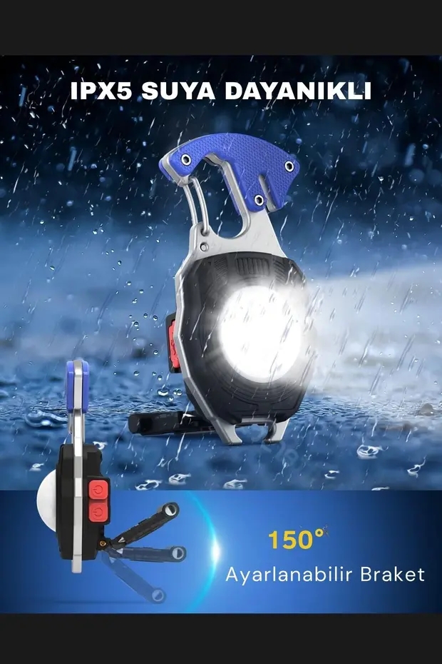 Çok Fonksiyonlu Şarjlı Kamp Feneri Anahtarlık Çakmak Cam Kırıcı Kemer Kesici W5147 WT740