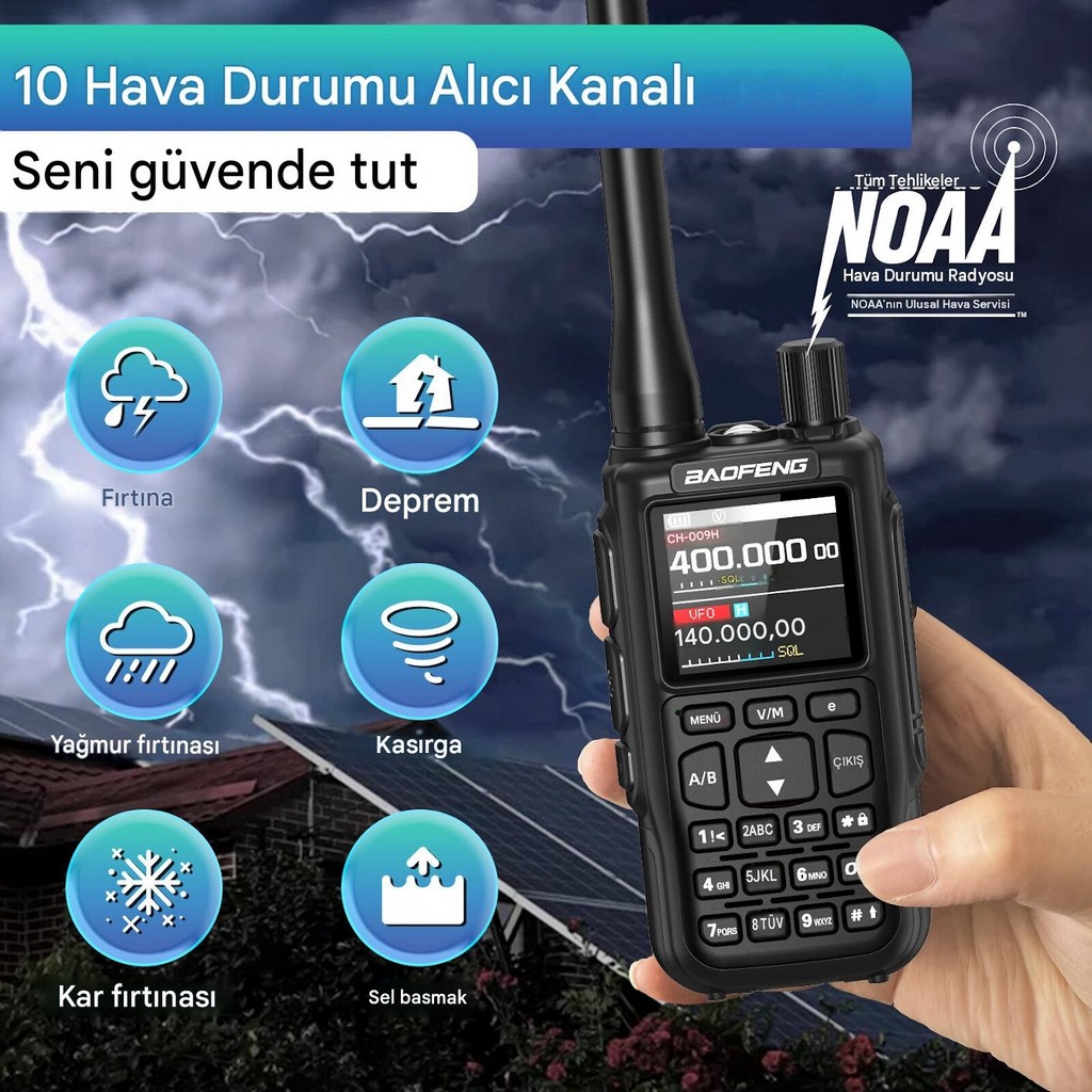Baofeng MINI-5 Dual Band El Telsizi 2200mAh Type-c Bataryalı Bluetooth Programlama Siyah