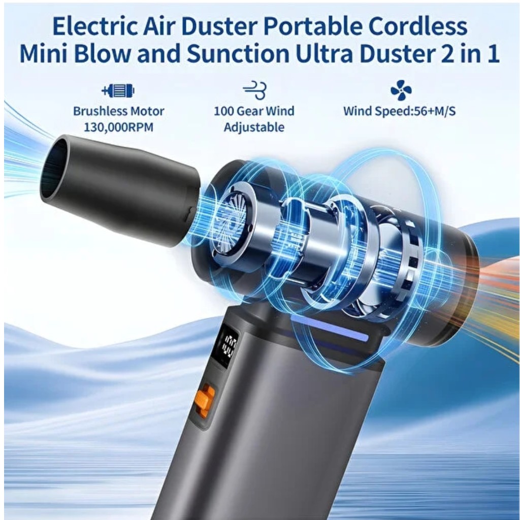 F1 160W Şarjlı Hava Üfleyici | Mini Vakum Şişirme Pompası Type-C 4000mAh Elektrikli Temizlik Cihazı