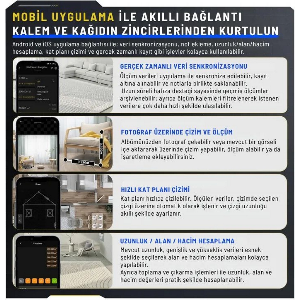 FNIRSI IR40 Mini Akıllı Mesafe Ölçer Lazermetre