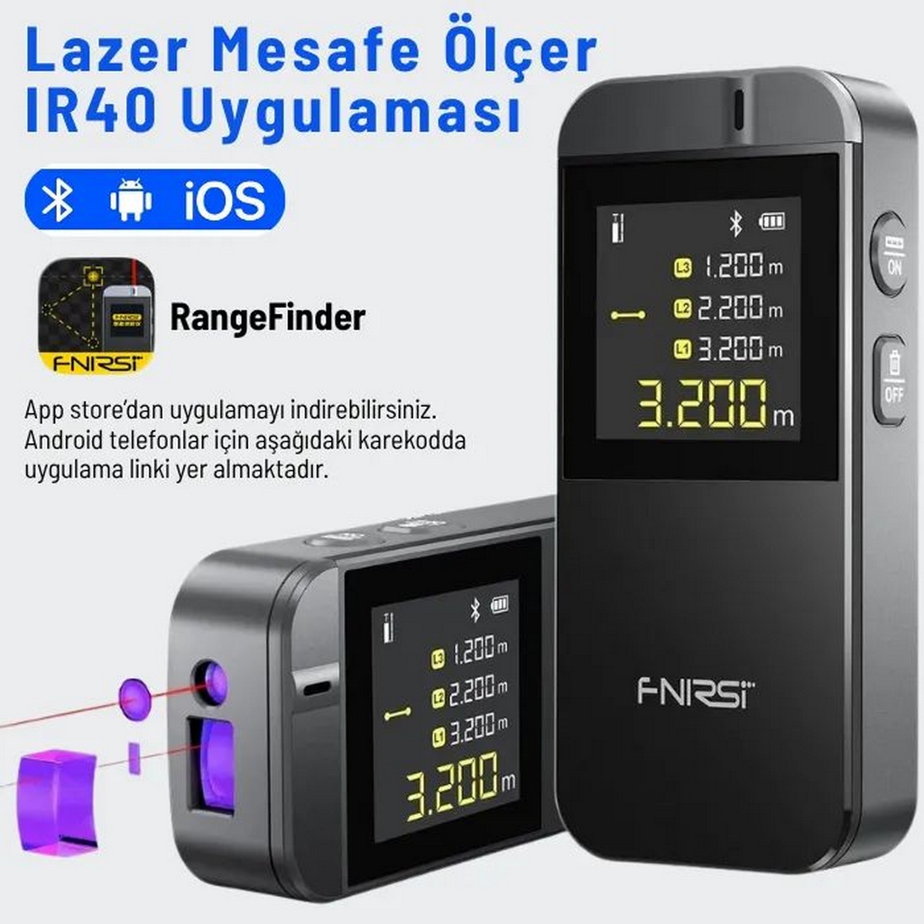 FNIRSI IR40 Mini Akıllı Mesafe Ölçer Lazermetre