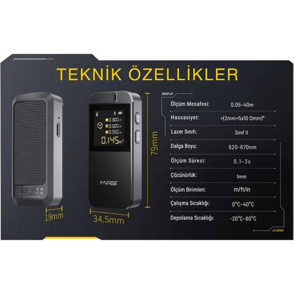 FNIRSI IR40 Mini Akıllı Mesafe Ölçer Lazermetre
