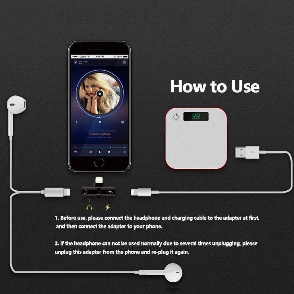 iPhone 7 8 X Şarj ve Kulaklık Birleştirici - GÜMÜŞ